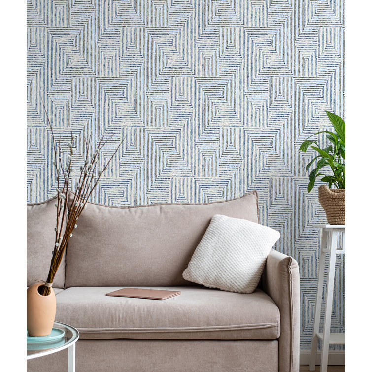 Blue and White Geometric Peel and Stick Wallpaper