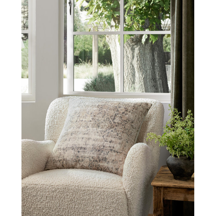 Antique Ivory and Graphite Damask Throw Pillow Set with Down Insert