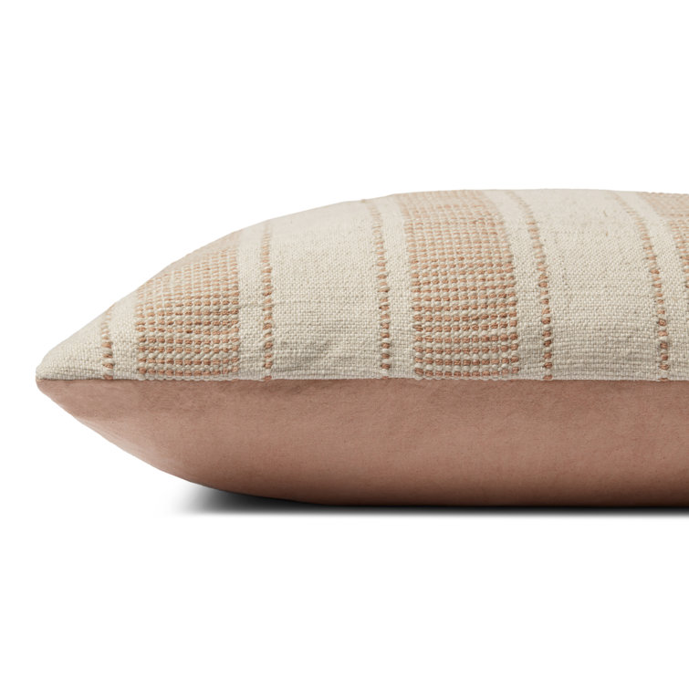 Natural Rust Striped Cotton Throw Pillow Cover 22" x 22"