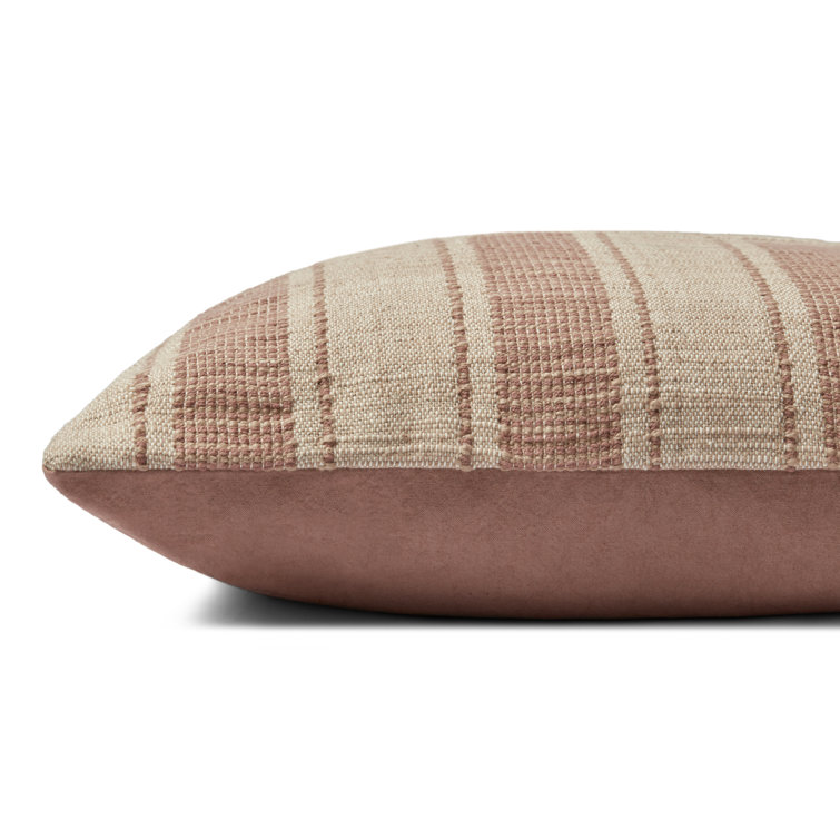 Natural Rust Striped Cotton Throw Pillow Cover 22" x 22"
