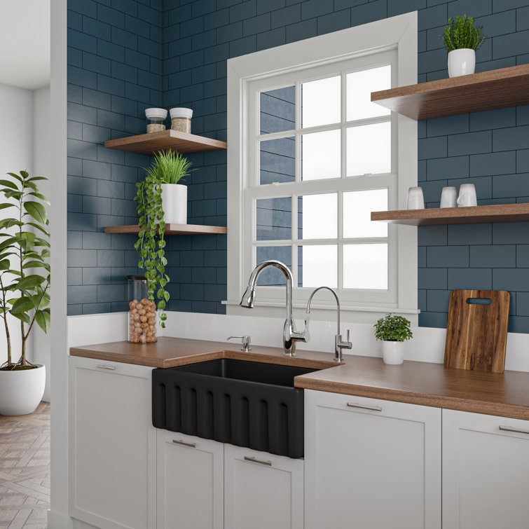 30" Black Matte Fireclay Farmhouse Single Bowl Kitchen Sink