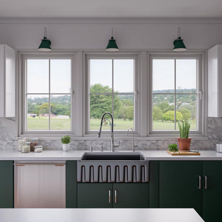 33'' Black Gloss Fireclay Farmhouse Kitchen Sink