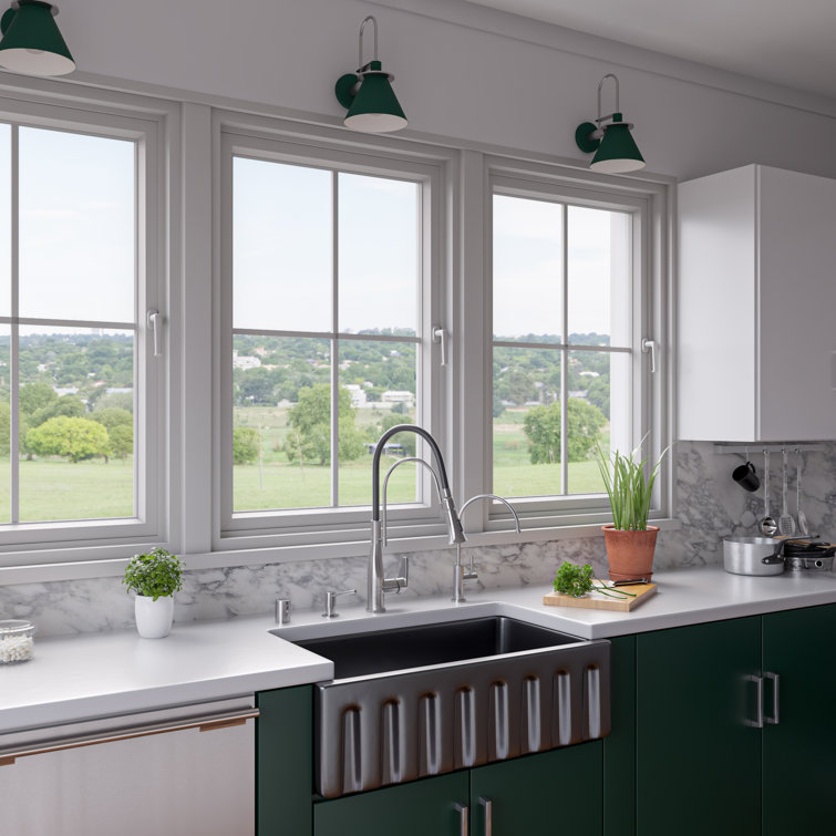 33'' Black Gloss Fireclay Farmhouse Kitchen Sink