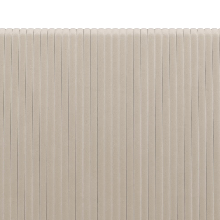 Ivory Velvet Queen Upholstered Platform Bed with Tufted Headboard