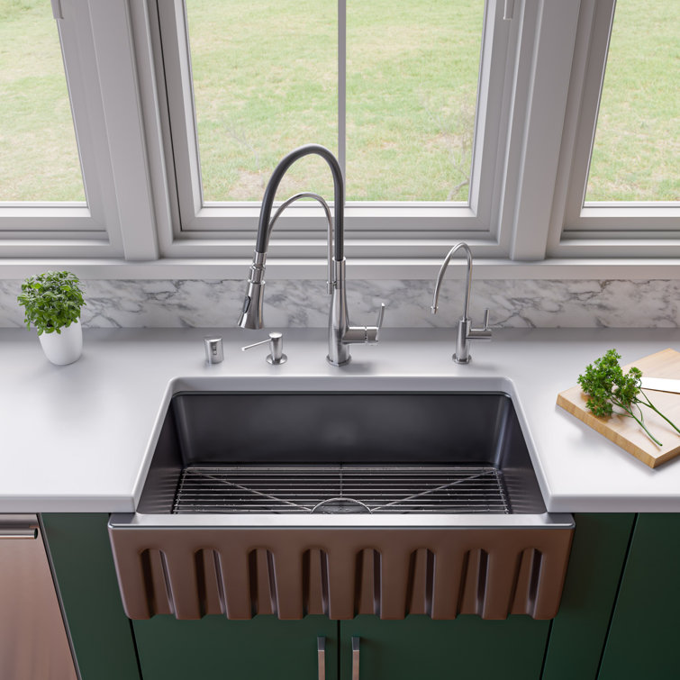 33'' Black Gloss Fireclay Farmhouse Kitchen Sink