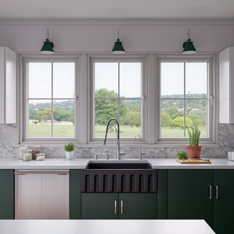 33.13'' Black Matte Fireclay Farmhouse Apron Sink
