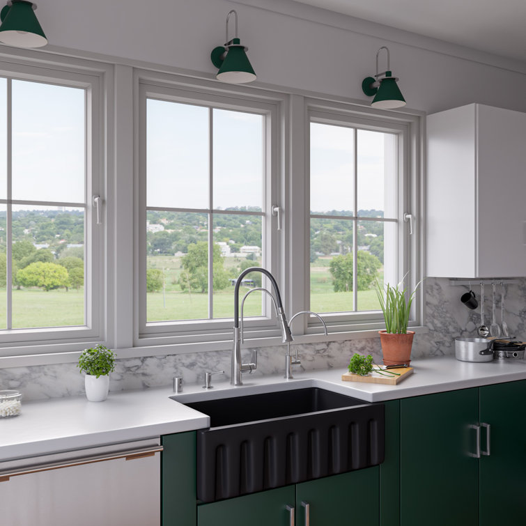 33.13'' Black Matte Fireclay Farmhouse Apron Sink