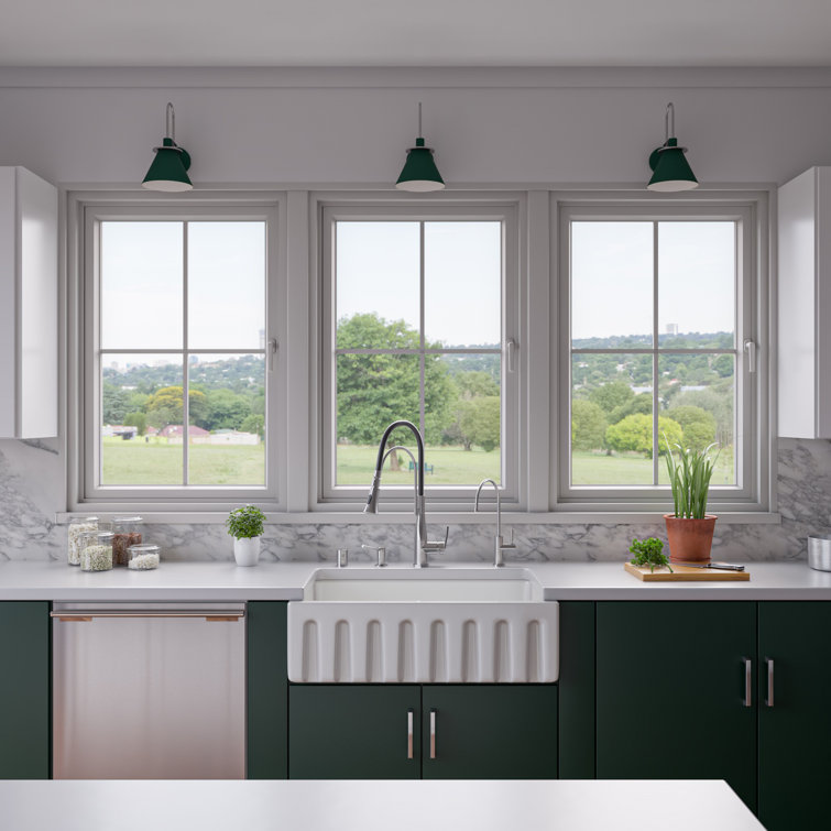 White Fireclay Single Bowl Farmhouse Kitchen Sink