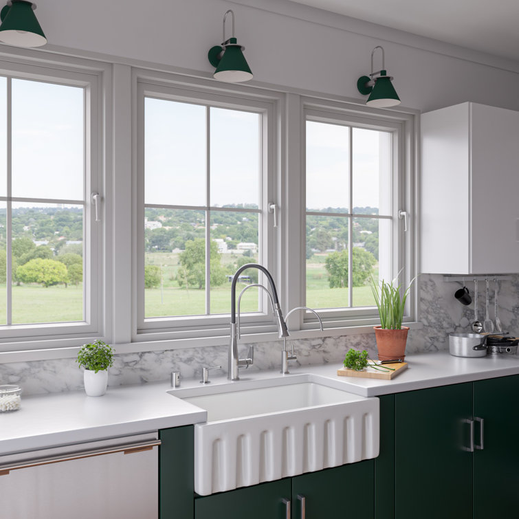 White Fireclay Single Bowl Farmhouse Kitchen Sink