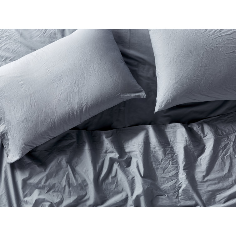 Steel Blue Organic Cotton Percale Twin Sheet Set