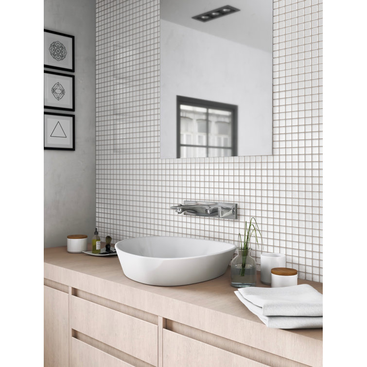 Ice White 1x1 Matte Glass Mosaic Tile Sheet