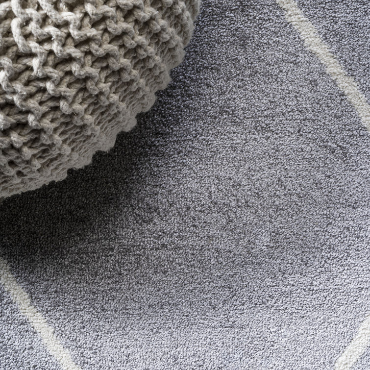 Gray and White Diamond Trellis Synthetic Runner Rug
