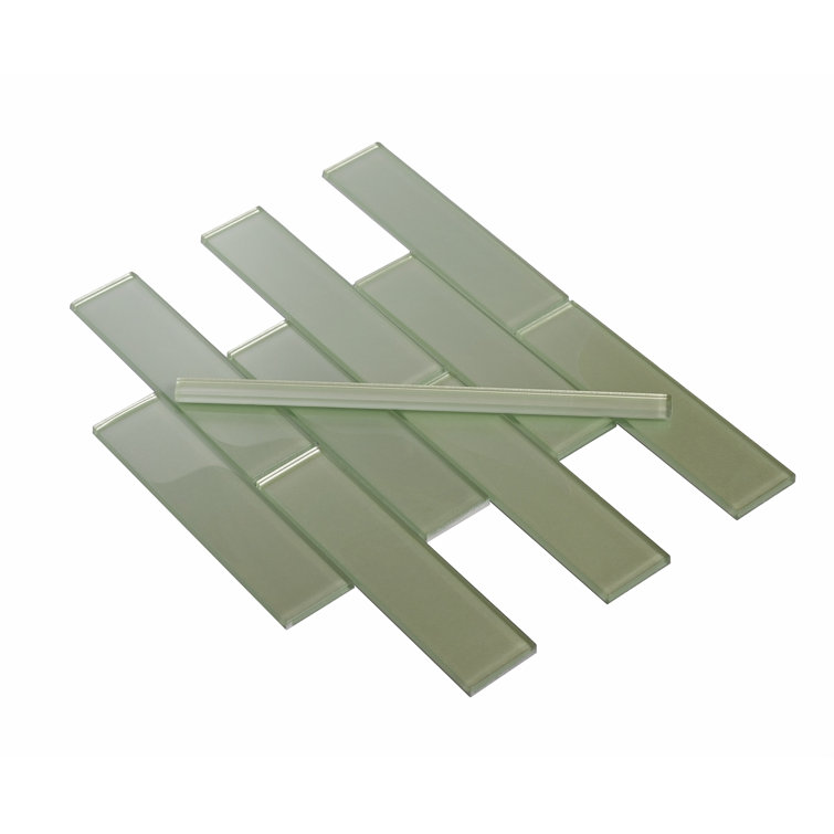 Stream Gray 2x8 Polished Glass Mosaic Tile