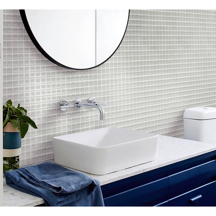 Light Gray Polished Glass Mosaic Tile for Kitchen and Bathroom