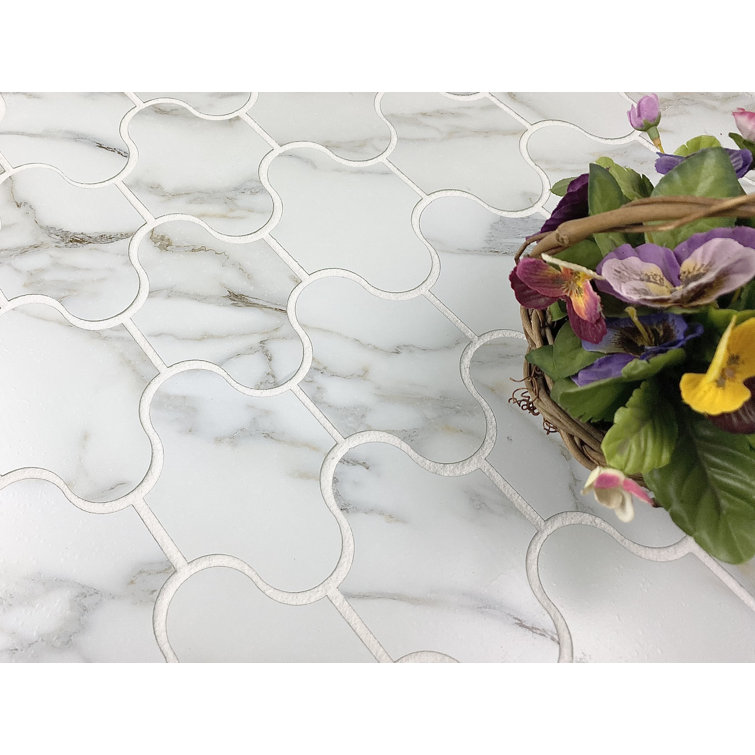 Calacatta Gold White Matte Glass Mosaic Wall Tile