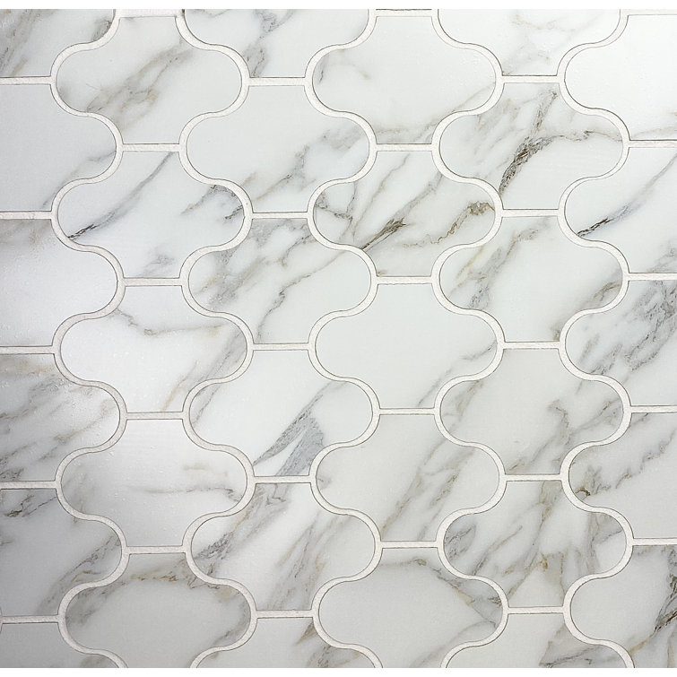 Calacatta Gold White Matte Glass Mosaic Wall Tile