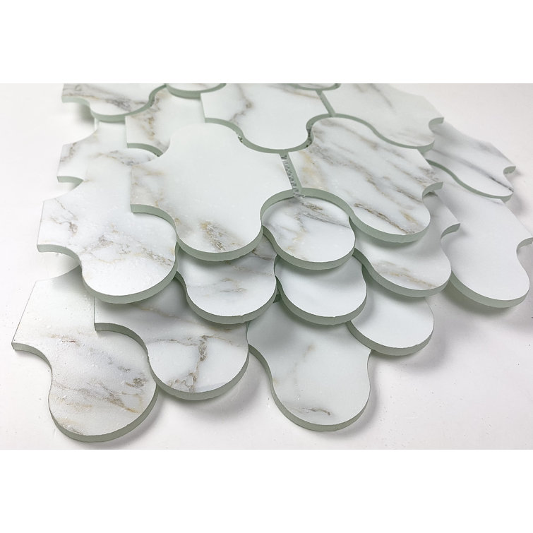 Calacatta Gold White Matte Glass Mosaic Wall Tile