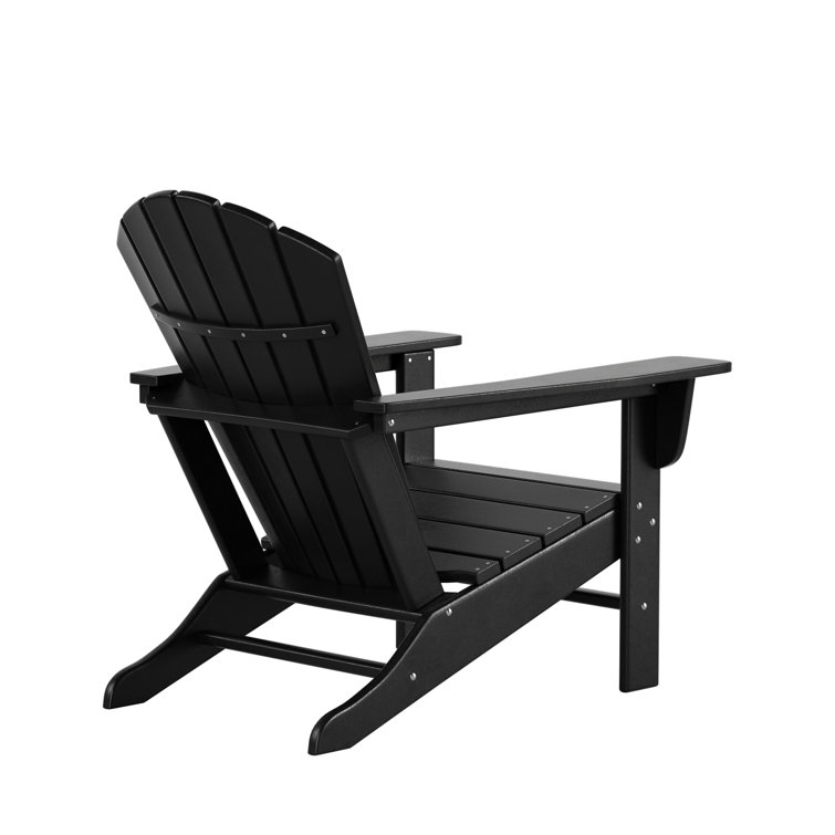 Black HDPE Plastic Adirondack Chair Set with Wide Armrests