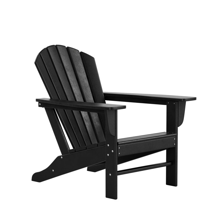 Black HDPE Plastic Adirondack Chair Set with Wide Armrests