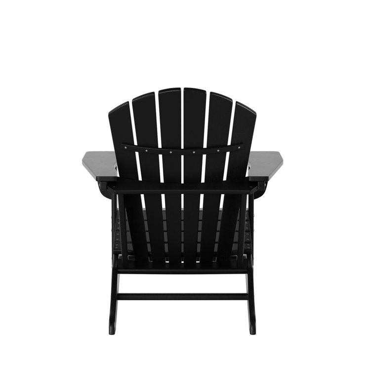 Black HDPE Plastic Adirondack Chair Set with Wide Armrests