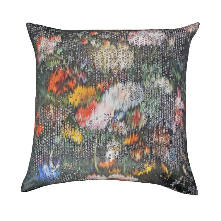 Ann Gish Ibiza Watercolor Jacquard 24" Square Throw Pillow in Black