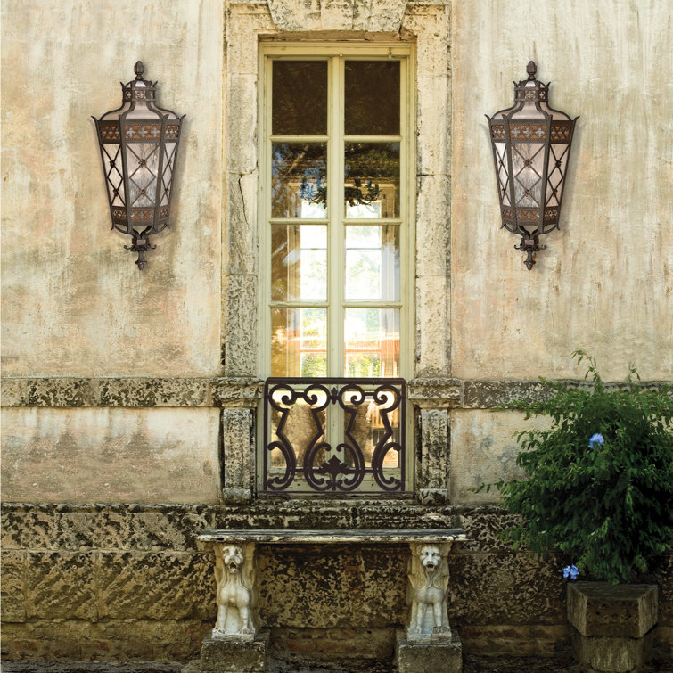 25" Black and Brass Dimmable Outdoor Wall Lantern