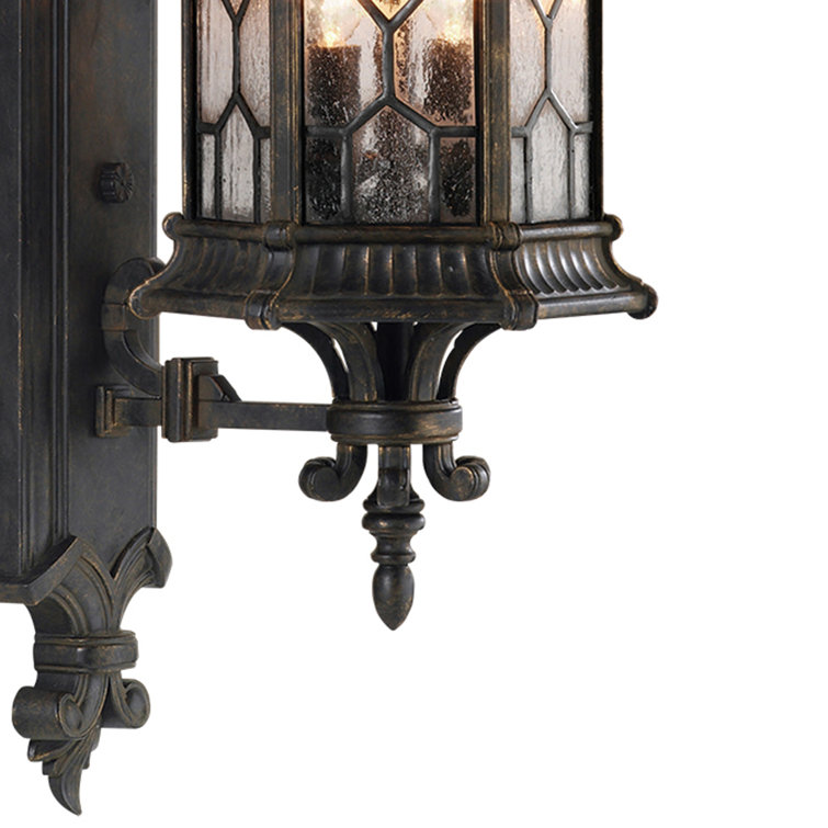 Antique Bronze 32" Outdoor Wall Lantern with Seedy Glass