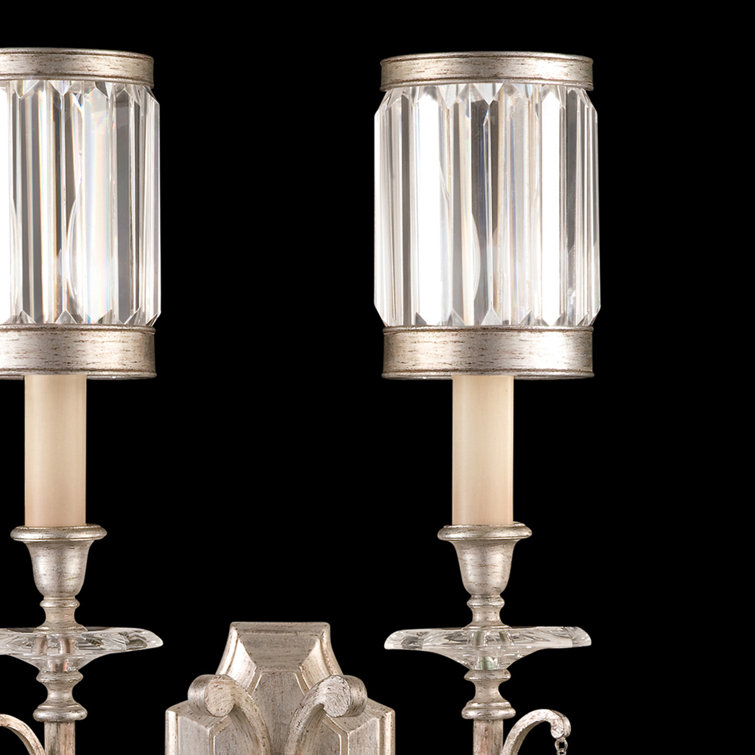 Eaton Place 19" Dimmable Silver Wall Sconce with Crystal Shade