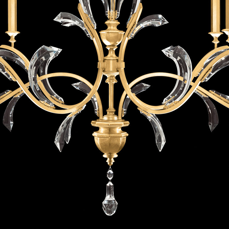 Gold Leaf Crystal 74" Oblong Chandelier