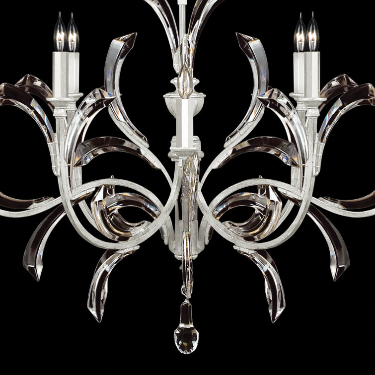 Silver Leaf Crystal 8-Light Indoor Chandelier