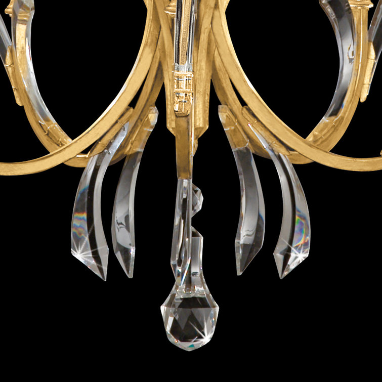 Elegant Beveled Arcs 36" Gold Leaf Crystal Chandelier