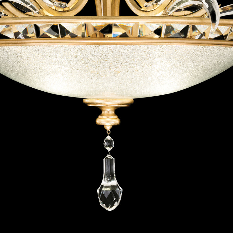 Gold Leaf Crystal 32" Round LED Pendant Light