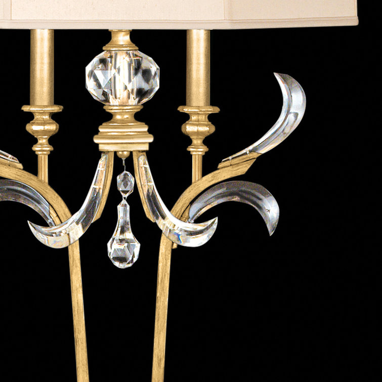 Beveled Arcs Gold Leaf Dimmable 2-Light Wall Sconce with Crystal Accents