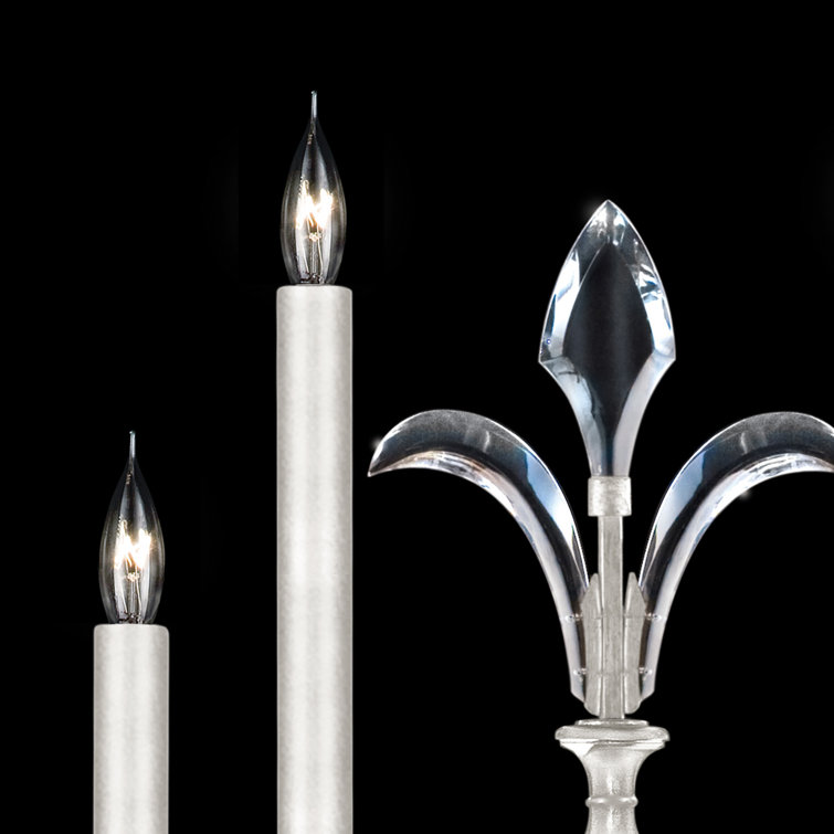 Elegant Silver Leaf 4-Light Crystal Beveled Arcs Wall Sconce