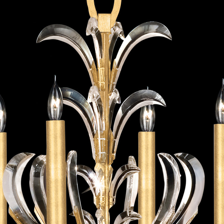 Gold Crystal 37" 6-Light Beveled Arcs Chandelier