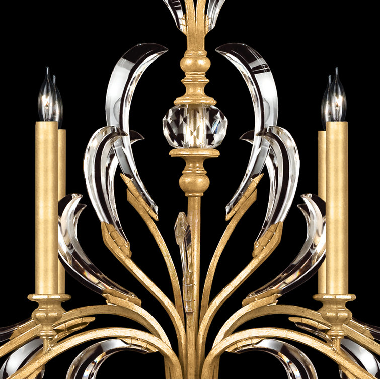 Gold Leaf and Crystal 44" 6-Light Chandelier