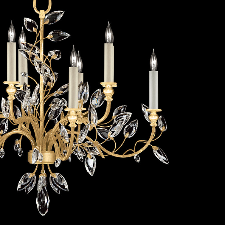 Azu 55 Gold Leaf Crystal Floral 10-Light Chandelier