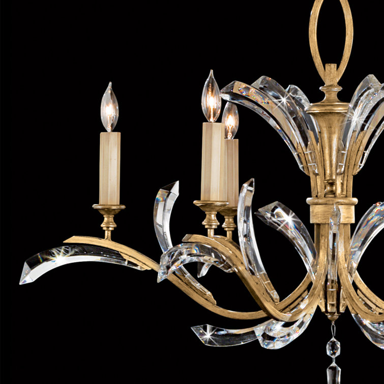 Gold Beveled Arcs 42" Round Crystal Chandelier