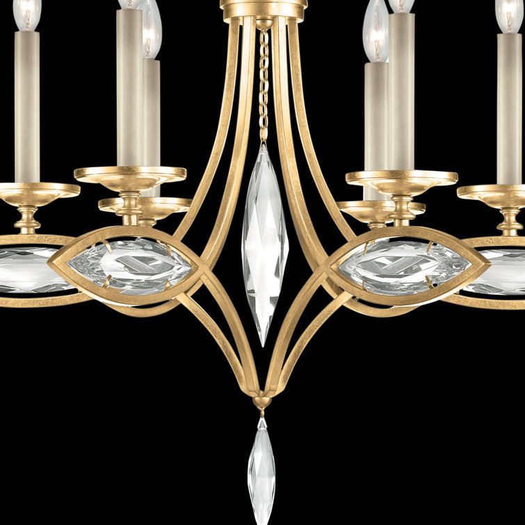 Marquise Gold Leaf 6-Light Chandelier with Hand-Cut Crystals