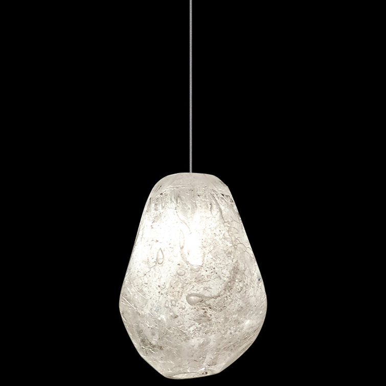 Mini Quartz Glass LED Drop Pendant with Silver Leaf Canopy