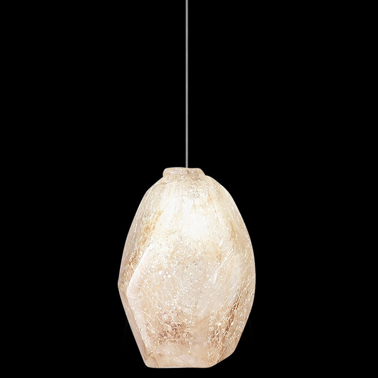 Quartz Mini LED Drop Pendant Light with Gold-Toned Canopy