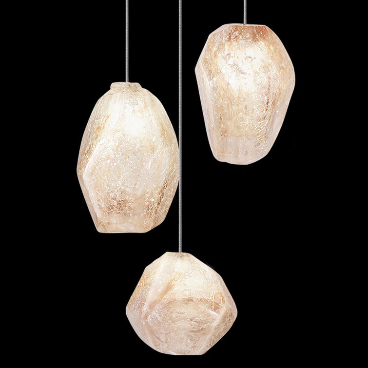 Gold Glass 3-Light Cluster Pendant with LED Bulbs