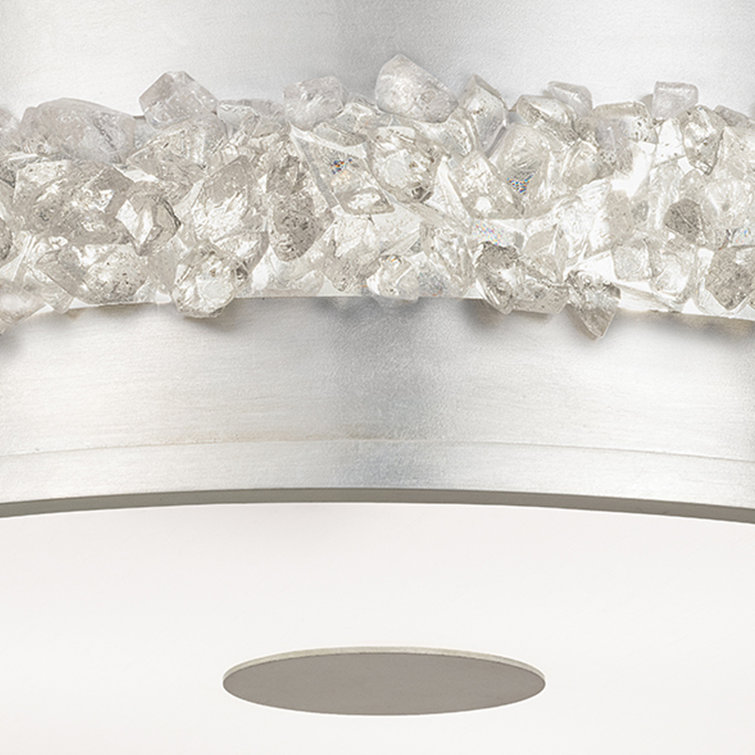 Platinized Silver Leaf Crystal Drum LED Pendant Light