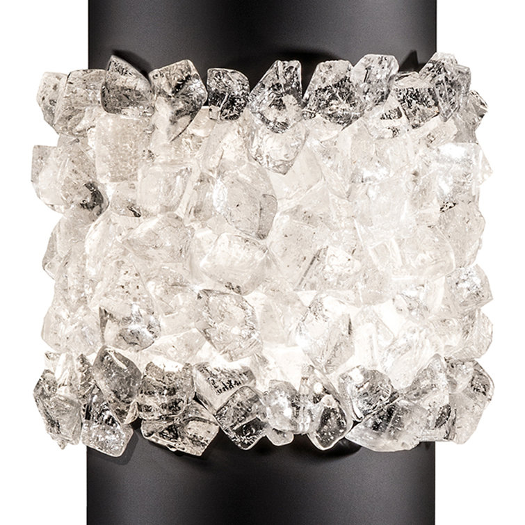 Cirrus Crystal Matte Black Dimmable Wall Sconce with Rough Cut Glass