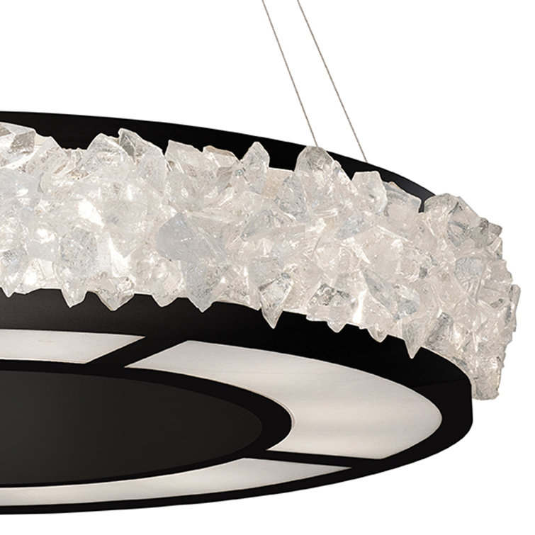Arctic Halo Black and Crystal 30" Round Chandelier