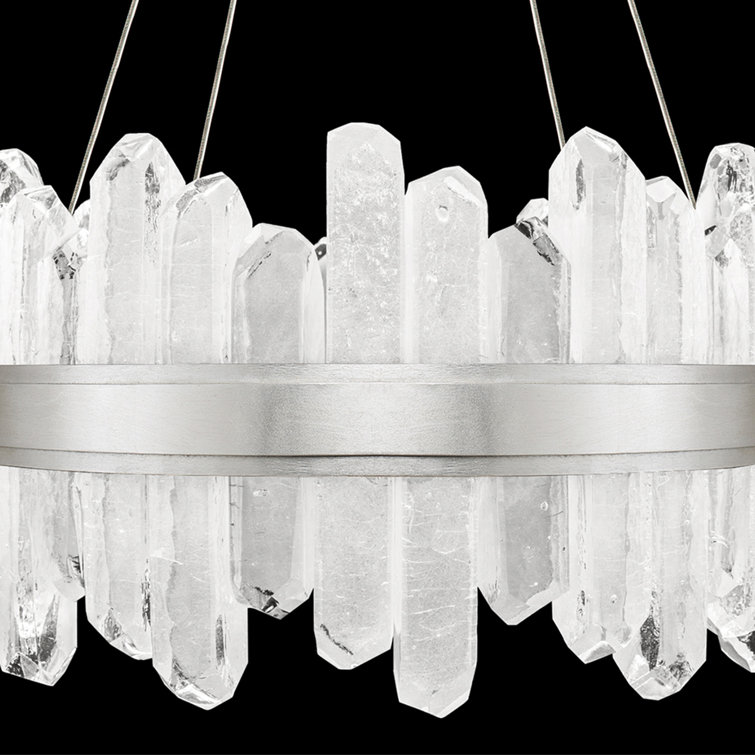 Lior 21" Silver Leaf LED Pendant with Rock Crystal Glass