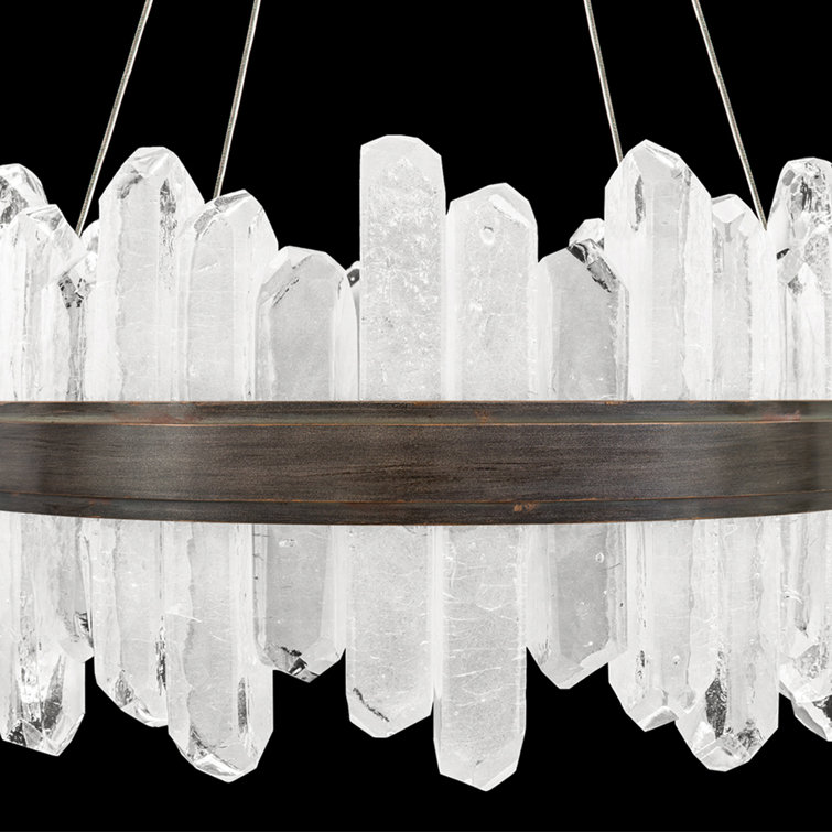 Lior Patinated Bronze 24-Light LED Pendant with Rock Crystal Glass