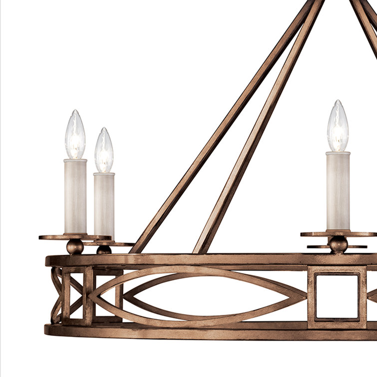 Antique Bronze 6-Light Round Candle Chandelier