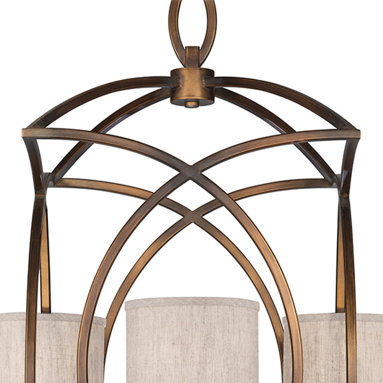 Cienfuegos 72'' Bronze Geometric Chandelier with Beige Frosted Shades