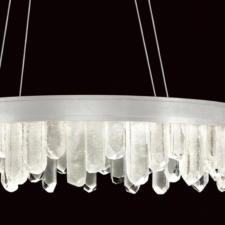 Lior Silver Leaf 20-Light LED Drum Chandelier with Rock Crystal Glass